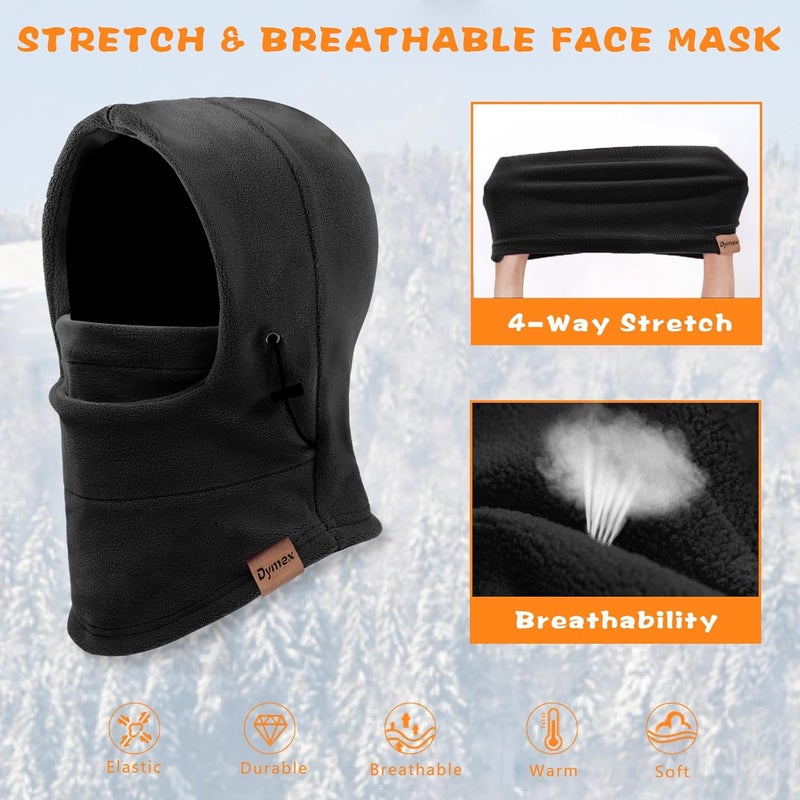 Dymex Kids Balaclava Windproof Ski Mask Hood Face Mask Neck Warmer for Cold Weather - Black - Image 2