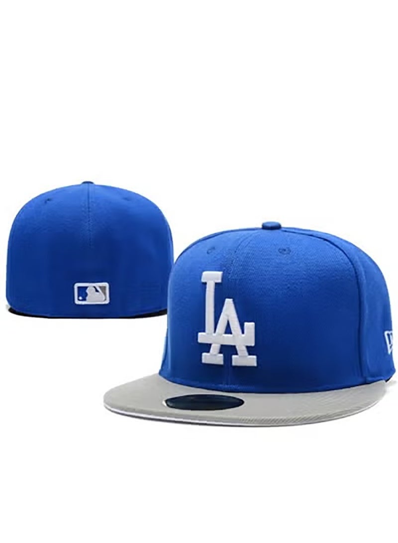 NEW ERA MLB Los Angeles Dodgers LA Logo Blue - Gray Color - Blocked Flat - Brim Baseball Cap, 56.8cm 