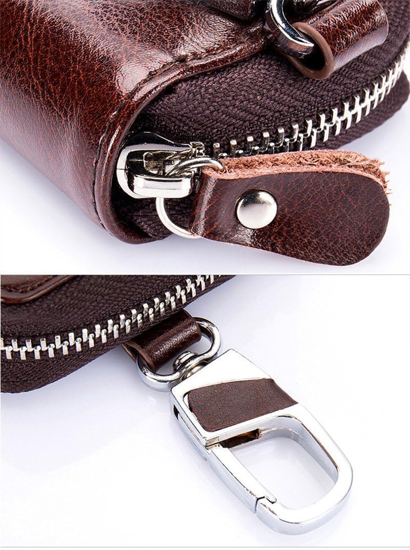 Excefore Premium Leather Car Key Holder with 12 Hooks & Ring - Unisex Waist Hang Key Organizer for Ultimate Convenience - Gift for Men or Women (Black, PU Material) - Image 2