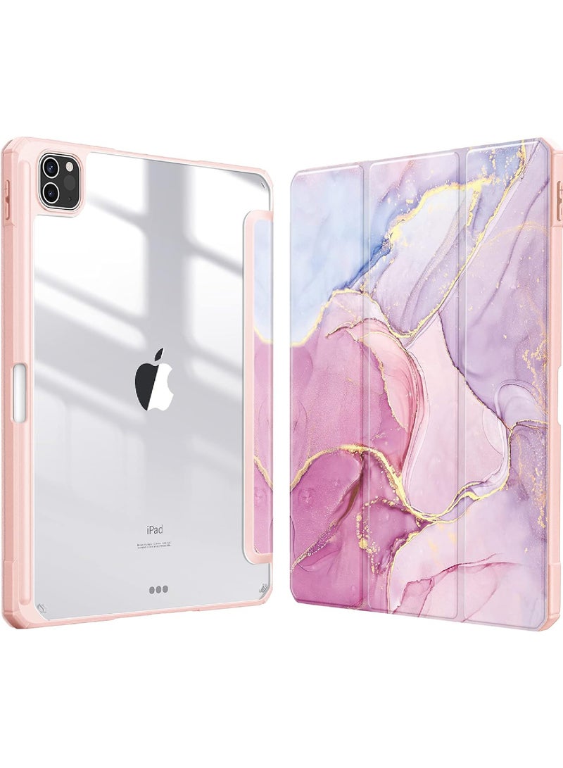 Rock Pow Case Cover For Apple iPad Pro 11 inch (2022/2021/2020/2018) Generation with Pencil Holder, [Support Apple Pencil Charging and Touch ID], Clear Transparent Case with Auto Wake/Sleep - Image 1