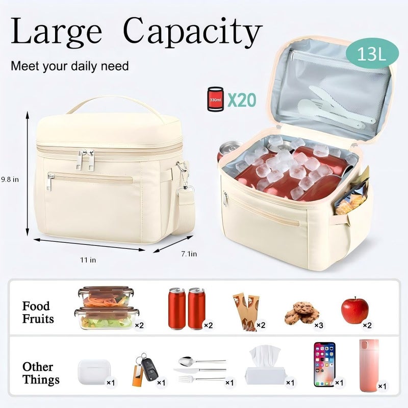 DALINDA Lunch Bag Cooler Bag Lunch Box for Women Men, 13L Large Insulated Leak Proof Lunchbox Lightweight for Picnic,Grocery,Beach,Camping,Travel,Work - Image 2