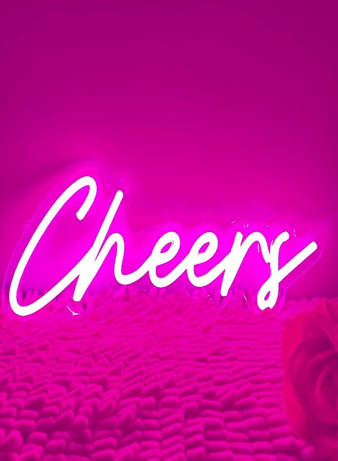 HFHungkeong لافتة نيون وردية اللون من HFHungkeongCheers تعمل بمنفذ USB مع مفتاح تحكم في شدة الإضاءة، لافتة نيون LED لتزيين خلفية الحائط، لافتة نيون مضيئة للتشجيع لحفلات أعياد الميلاد وحفلات الزفاف، مقاس 15 × 5.5 بوصة - Image 4