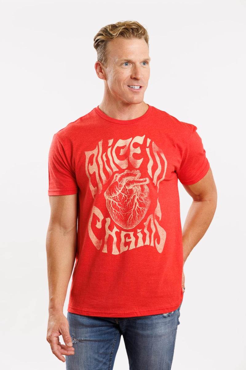 American Classics Alice in Chains T-Shirt Heart Men's Short Sleeve T-Shirts 90s Music Vintage Style Graphic Tees (Red Heather) - Image 2