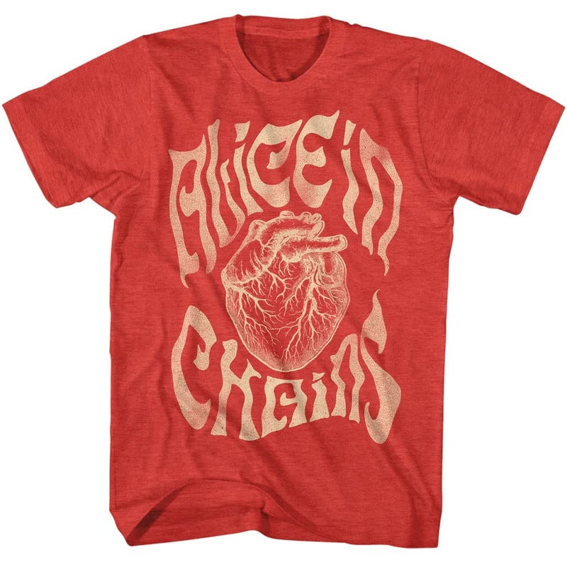 American Classics Alice in Chains T-Shirt Heart Men's Short Sleeve T-Shirts 90s Music Vintage Style Graphic Tees (Red Heather) - Image 1
