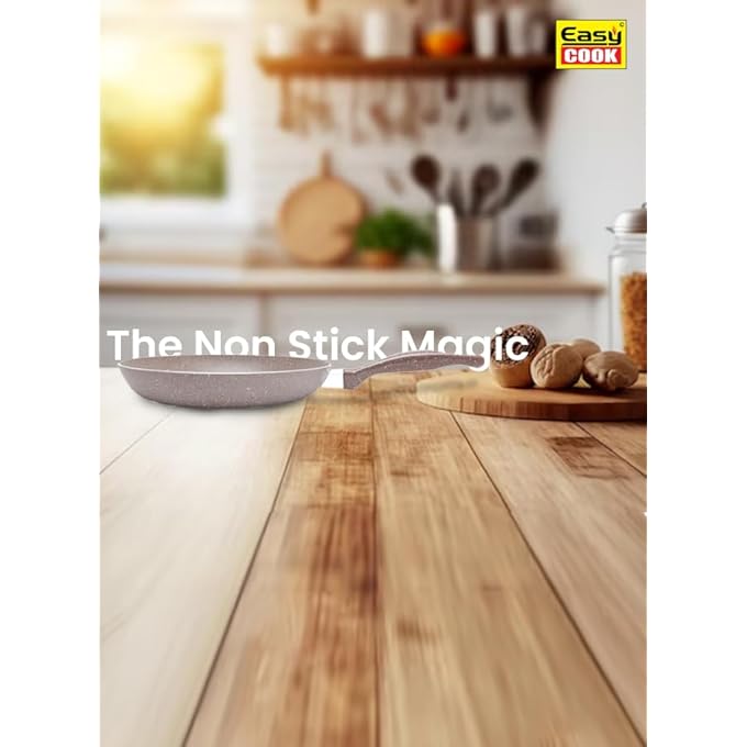 إيزي كوك مقلاة رخامية مفتوحة مقاس 30 سم، مقلاة طهي غير لاصقة بطبقة رخامية مناسبة لجميع أنواع المواقد، مقبض مقاوم للحرارة، مقلاة مطلية بالرخام - Image 4