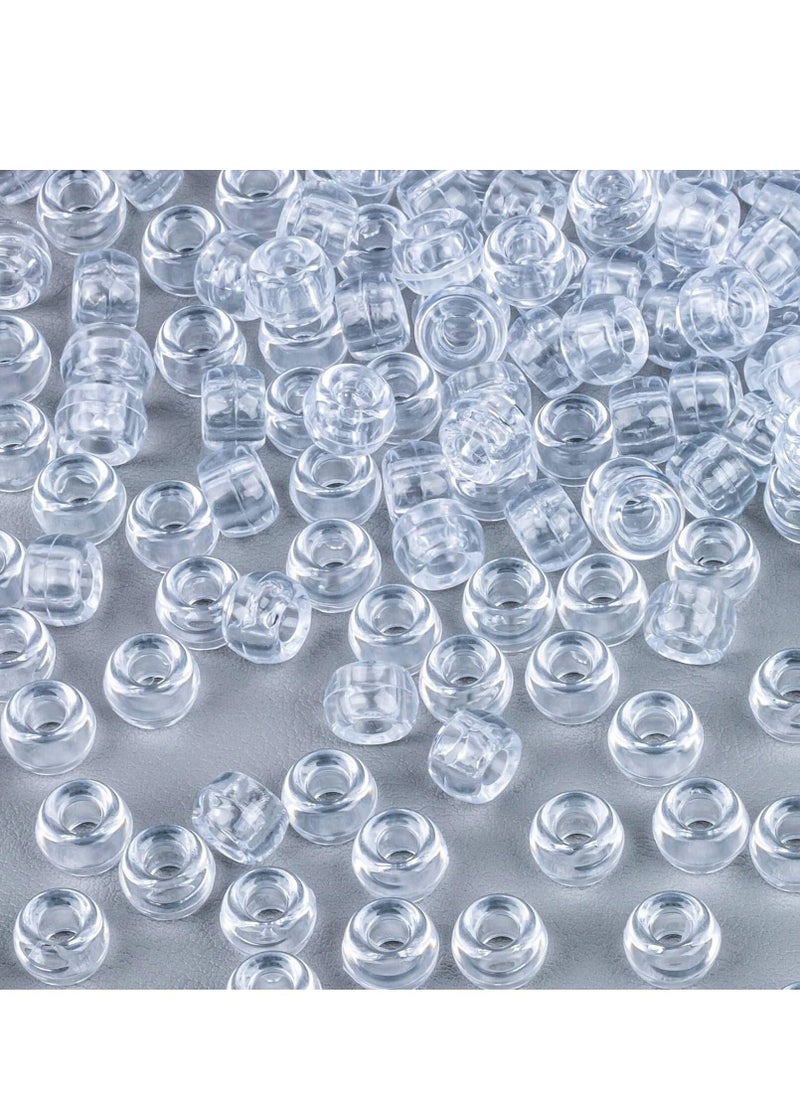 1000 Pcs Pony Beads Bulk Plastic Bracelet Beads 6x9mm Crystal White Clear Pony Beads for Braids DIY Crafts Key Chai Jewelry Making Home Decor Beads - Image 1