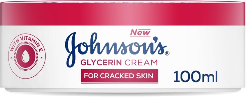 Johnson & Johnson Johnson's Glycerin Cream for cracked skin,100ml,enriched with vitamin E, for dry and cracked areas, soothing and repairing formula,helps to relieve cracked and dry skin in just one application - Image 1