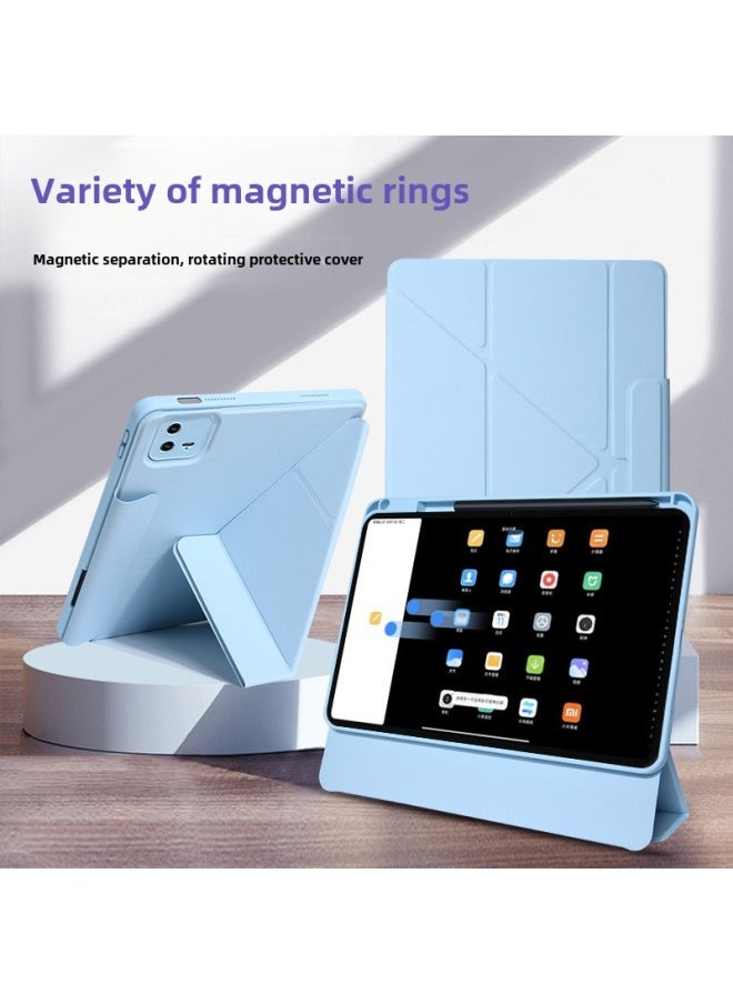 Generic - Xiai Flat Panel 720 Magnetic Protective Cover 3 Y Folding 6SPro Rotating 56Pro Horizontal And Vertical Screen 12.4 For Drop 12-Color:White Ice Blue -Applicable Models:Xiaipad 7/7pro( 11.2inch ) - Image 1