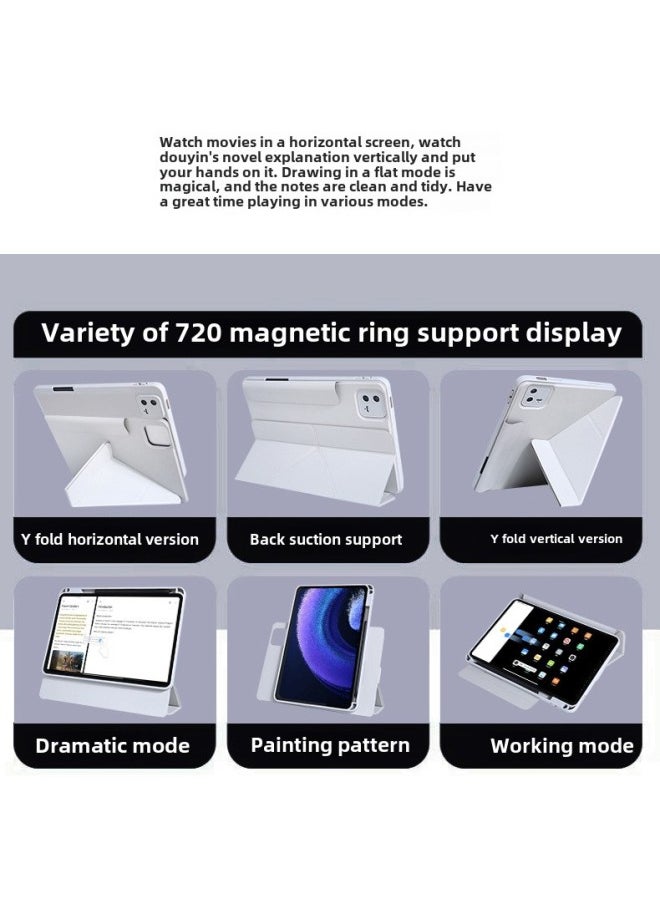 Generic - Xiai Flat Panel 720 Magnetic Protective Cover 3 Y Folding 6SPro Rotating 56Pro Horizontal And Vertical Screen 12.4 For Drop 12-Color:White Ice Blue -Applicable Models:Xiaipad 7/7pro( 11.2inch ) - Image 1