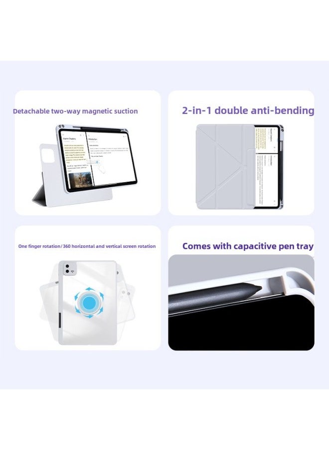 Generic - Xiai Flat Panel 720 Magnetic Protective Cover 3 Y Folding 6SPro Rotating 56Pro Horizontal And Vertical Screen 12.4 For Drop 12-Color:White Ice Blue -Applicable Models:Xiaipad 7/7pro( 11.2inch ) - Image 1