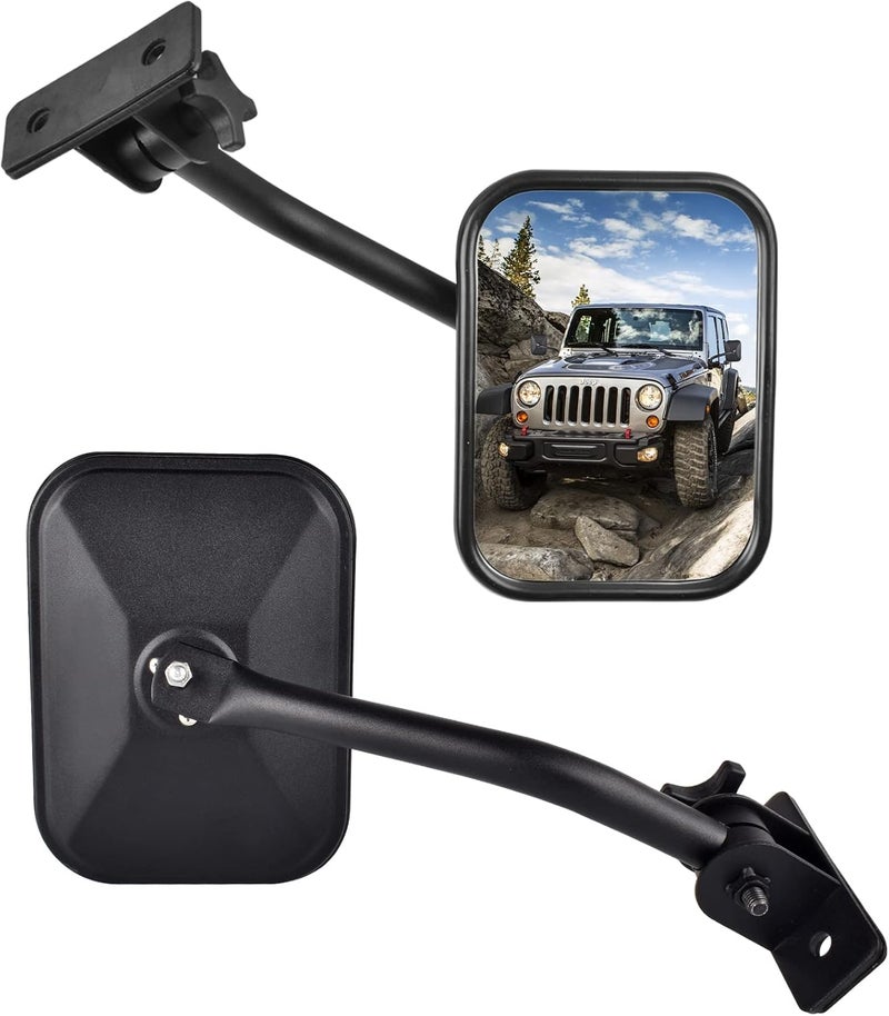 Nifeida Quick Release Rectangular Mirrors for Jeep Wrangler TJ JK JKU 1996-2018 - Textured Black