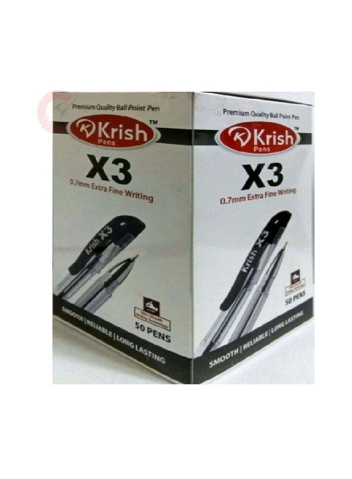 كريش قلم حبر جاف كريش X3، 0.7 ملم، أسود، عبوة من 50 قلمًا - Image 1