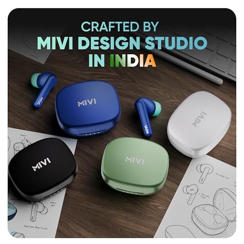 Mivi DuoPods Sync in Ear Earbuds | 60H Playtime Bluetooth Earphones Wireless | Earbuds ENC for Clear Calls | 13mm Drivers Ear Buds Wireless | Gaming Mode | BT 5.3 TWS ENC Earbuds Style | Earpods - Image 4