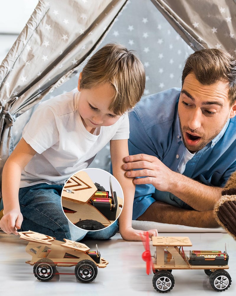 Poraxy 5 in 1 STEM Kits for Kids Age 8-10, Science Building Project Craft for 8-13, Model Car Kit, STEM Toys for Boys Girls Age 8-12, Wooden 3D Puzzles, Birthday Gifts for 6 7 8 9 10 11 12 13 Year Old - Image 5