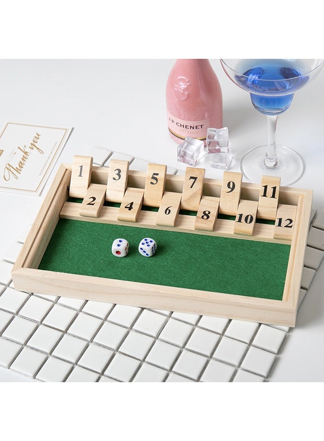 Shut The Box Dice Game Board Game | Travel Size 11'' Wooden | 12 Numbers | 2 Classic Dice & 2 Number Dice | Storage Bag | Instructions | Math Learning Classroom | Kids, Adults - Image 3