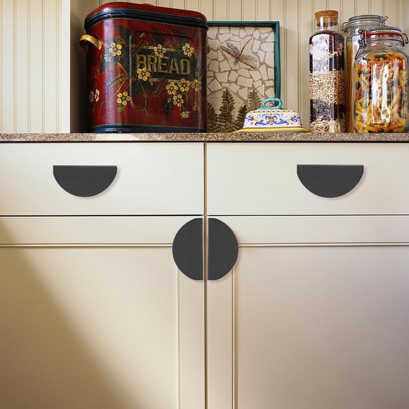 Black Matte Half Round Cabinet Pulls 64mm Hole Center Drawer Handles 2 Pack - Image 5