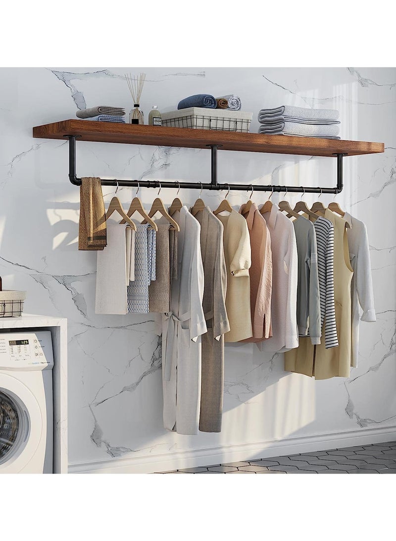 Beauenty Wall Mounted Clothes Rack, 69.5in Industrial Pipe Clothes Rod Hanging Clothing Rack,Heavy Duty Iron Pipe,Multi-Purpose Hanging Clothes Rack, Space-Saving Closet Rod for Laundry Room/Living Room - Image 2