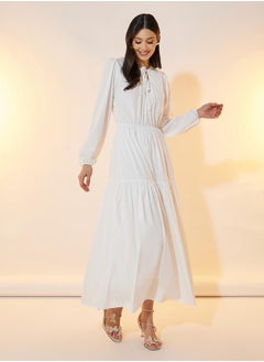 Solid Tie-Up Neck Tiered Maxi Dress - pzsku/Z3603775B4B99BECC538DZ/45/_/1738246091/02eaa51a-8f09-4b27-b17f-a33a7802d80e