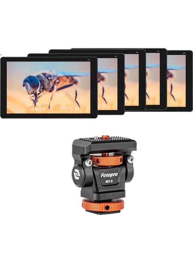 Fotopro Mt-3 Monitor Base, Damping Metal Bracket, Dslr Camera Universal Mirrorless External Cold Shoe Snail Gimbal, Orange - Image 1