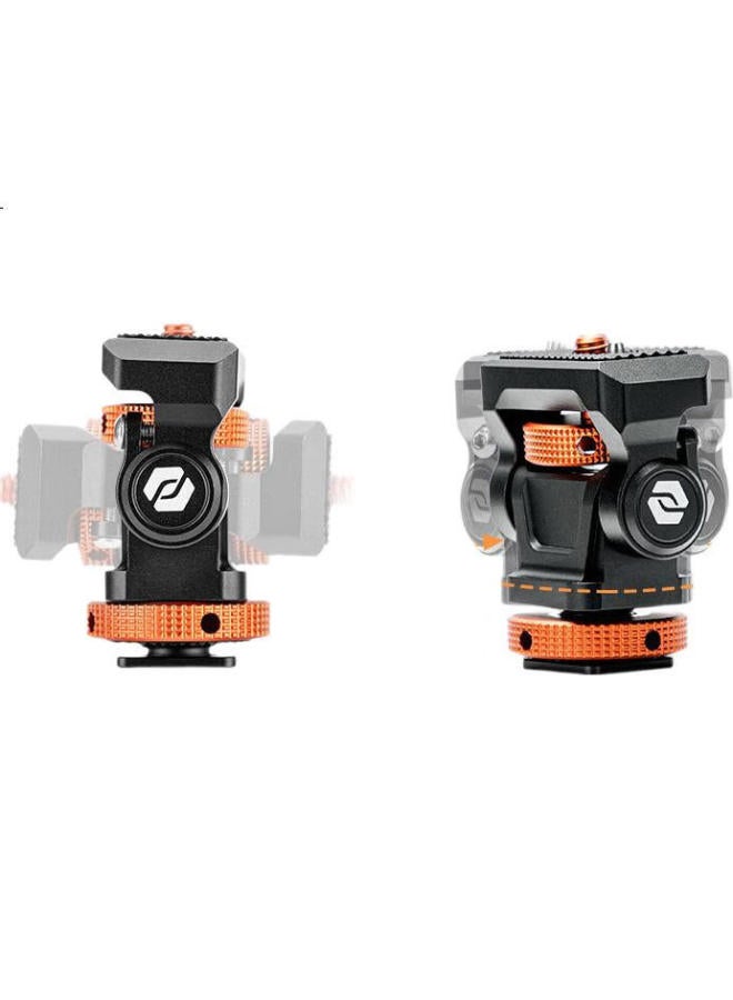 Fotopro Mt-3 Monitor Base, Damping Metal Bracket, Dslr Camera Universal Mirrorless External Cold Shoe Snail Gimbal, Orange - Image 3
