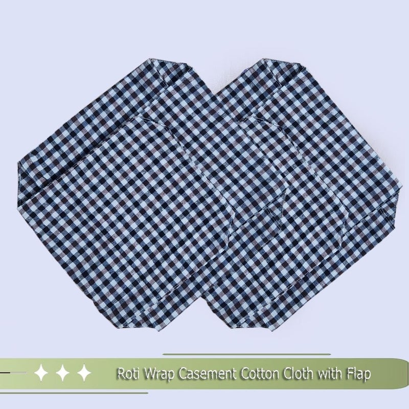AARNIKAWRAP غطاء روتي مزدوج الطبقة من القطن النقي AARNIKAWRAP مع أجنحة قماش موسلين لخبز الشاباتي لحافظة الطعام (عبوة من 1) (متعدد المربعات) - Image 4