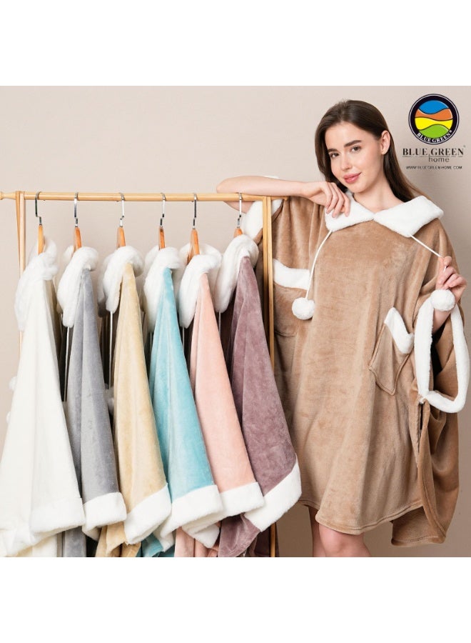 بلو جرين هوم روب شتوي مخملي بفرو ناعم - Image 1