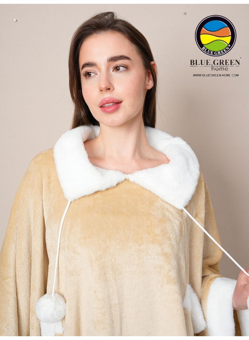 بلو جرين هوم روب شتوي مخملي بفرو ناعم - Image 2