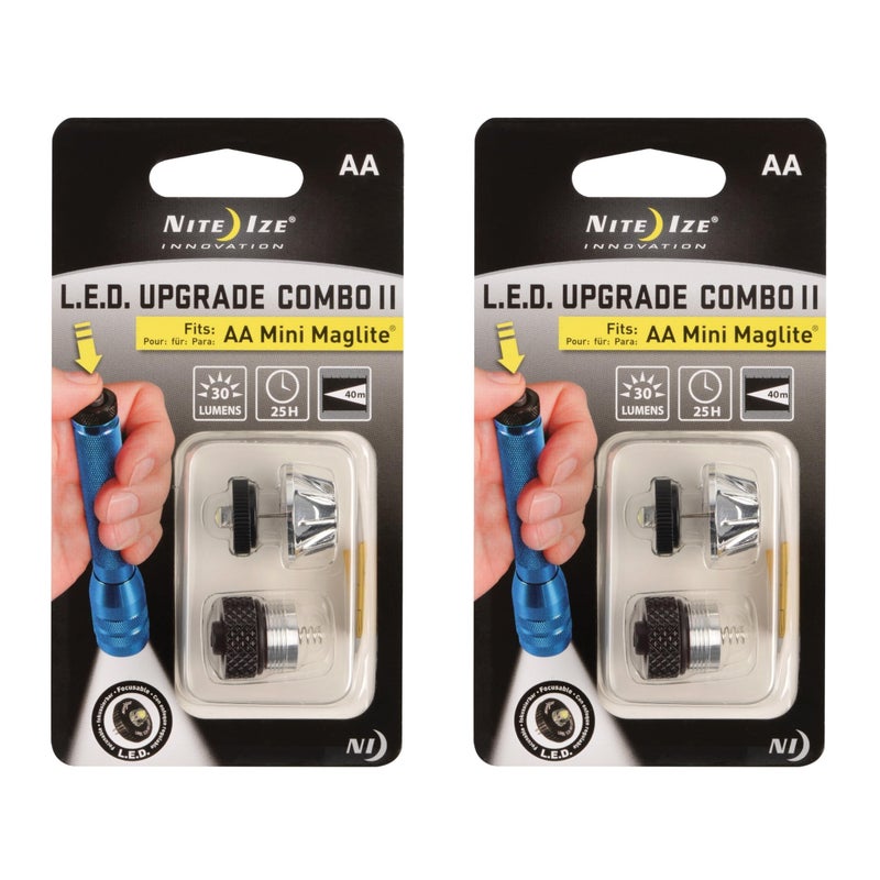 Nite Ize LED Upgrade Combo II Compatible with AA Mini Maglite - Convenient Flashlight Kit with LED & Tail Cap Switch - Powerful Flashlight Upgrade for Camping & Hiking - 2 Pack - Image 1