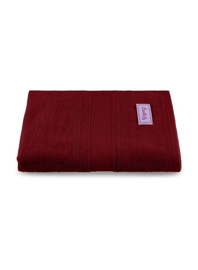 BYFT Home Castle (Maroon) Premium Cotton Bath Towel (70 X 140 Cm-Set Of 1) Highly Absorbent, High Quality Bath Linen With Diamond Dobby 550 Gsm - Image 2