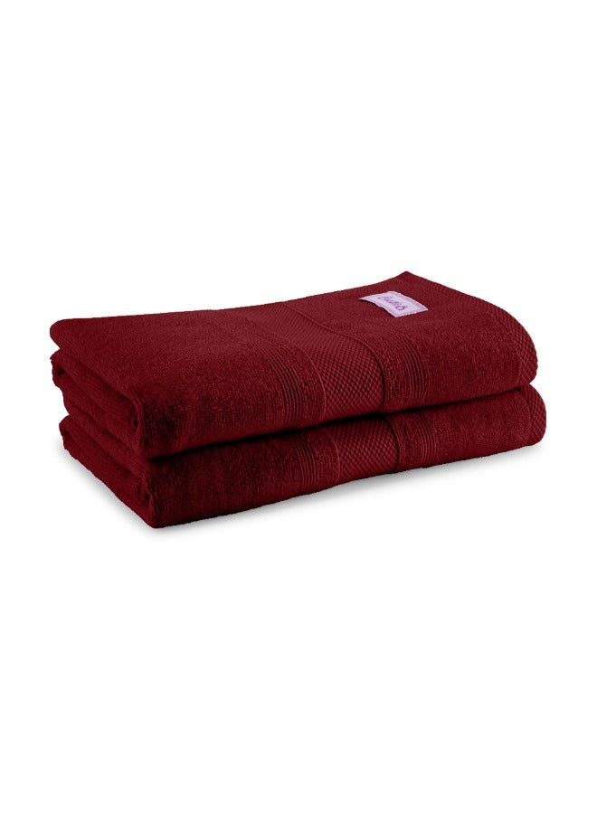 BYFT Home Castle (Maroon) Premium Cotton Bath Towel (70 X 140 Cm-Set Of 1) Highly Absorbent, High Quality Bath Linen With Diamond Dobby 550 Gsm - Image 4