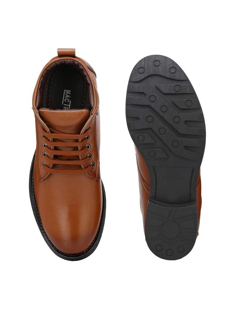 MACTREE Men's Mid Top Ankle Boots Formal Shoes (Tan, numeric_7) - Image 4