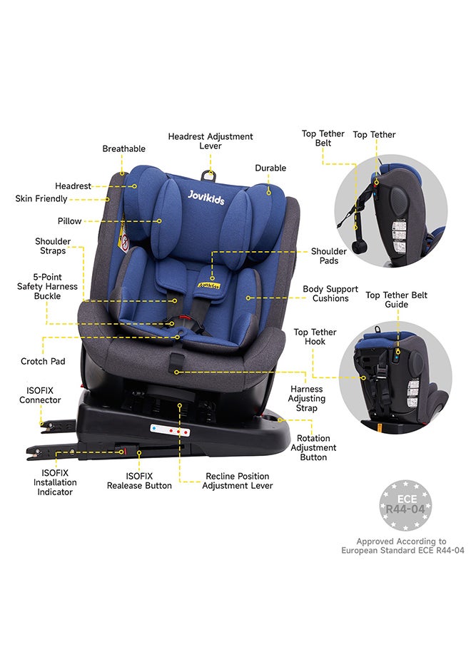 Jovikids - Rotating Angela Safety Baby Car Seat With Isofix And Top Tether, 360 Degree Swivel Child Seat, 0/1/2/3, 0 - 12 Years Old, ECE R44/04, Blue - Image 1