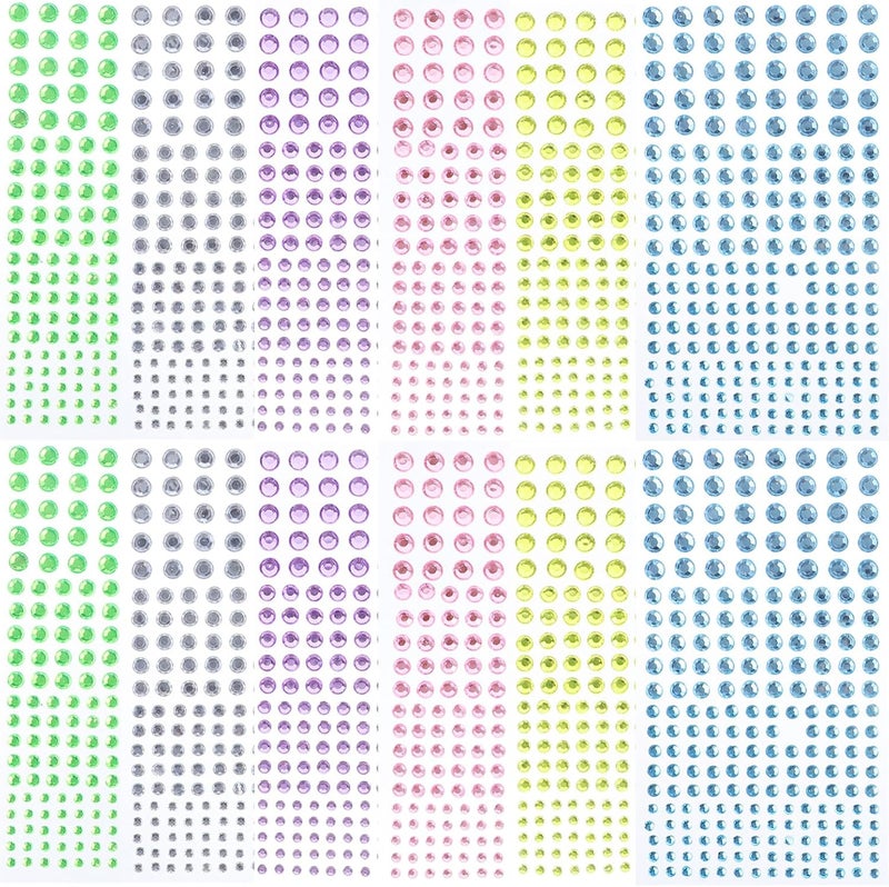 12 Sheets Face Gems: Acrylic Self-Adhesive Rhinestone Face Stickers - Glitter Jewel Stickers for Makeup Festivals and Crafts - Shiny Gems for Nails Phones - Image 1