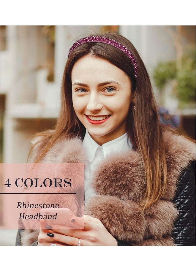 Headband for Women, Crystal Rhinestone Headbands Shiny Non-Slip Beaded Hairband Bling Hair Bands Accessories Decoration Women Girls (Purple, Black, Champagne, Navy Blue) - Image 5