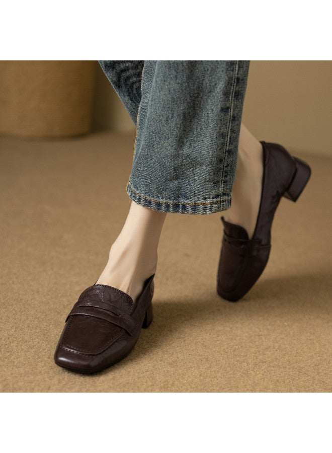 YEARCON حذاء جلد الغنم】توصية نمط ساخن: 25 سنة ربيع/خريف أحذية لوفر متعددة الاستخدامات جديدة، أحذية مسطحة مريحة للنساء، أحذية جلدية على الطراز البريطاني - Image 4