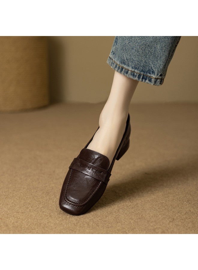 YEARCON حذاء جلد الغنم】توصية نمط ساخن: 25 سنة ربيع/خريف أحذية لوفر متعددة الاستخدامات جديدة، أحذية مسطحة مريحة للنساء، أحذية جلدية على الطراز البريطاني - Image 5