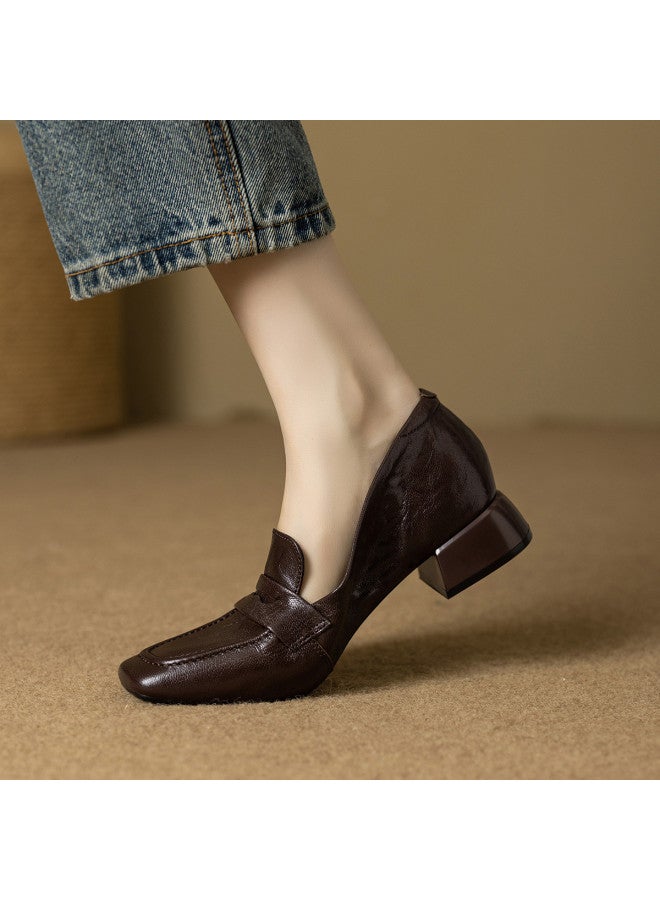 YEARCON حذاء جلد الغنم】توصية نمط ساخن: 25 سنة ربيع/خريف أحذية لوفر متعددة الاستخدامات جديدة، أحذية مسطحة مريحة للنساء، أحذية جلدية على الطراز البريطاني - Image 2