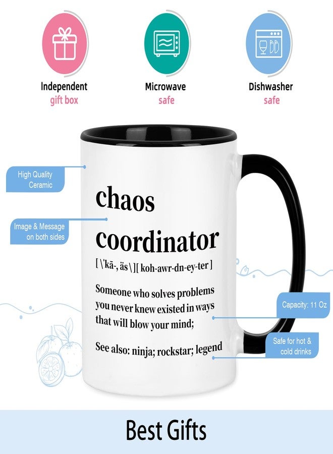Cabtnca Chaos Coordinator Mug, Gifts, Office Gifts for Coworkers, Boss Coffee Mugs Women, Teacher/Coworker/Boss 11Oz Black Handle - Image 5