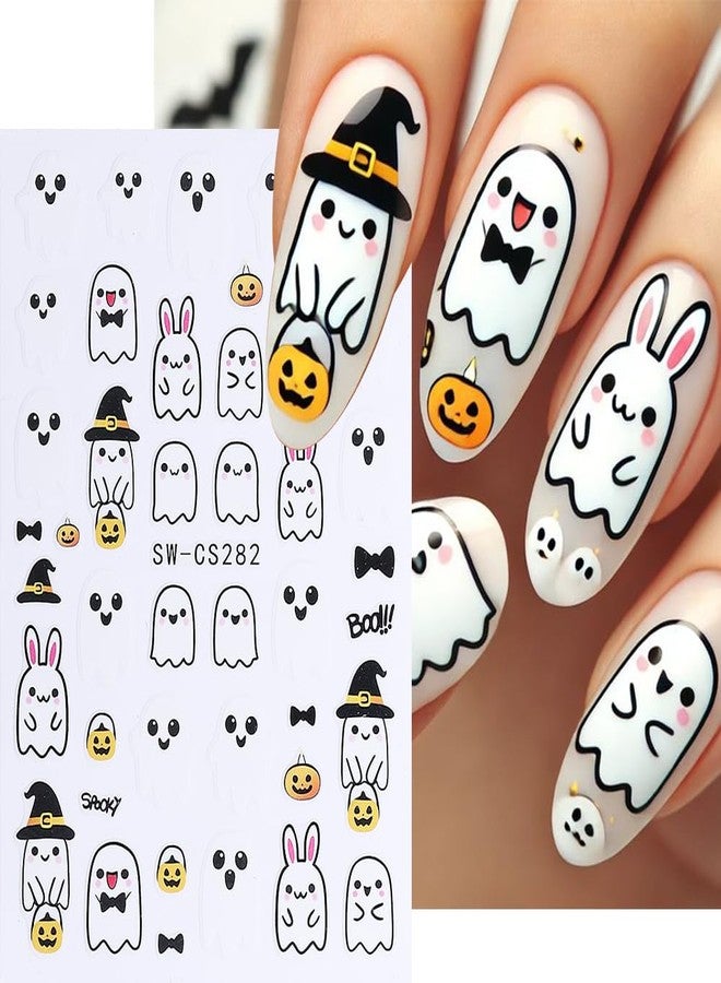 9 Sheets Halloween Nail Stickers for Nail Art, 3D Self-Adhesive Ghost Bat Spiders Web Nail Decals, Butterfly Skull Nail Supplies Design Accessories for Women and Girls Manicure DIY Decoration - Image 2