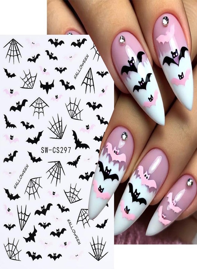 9 Sheets Halloween Nail Stickers for Nail Art, 3D Self-Adhesive Ghost Bat Spiders Web Nail Decals, Butterfly Skull Nail Supplies Design Accessories for Women and Girls Manicure DIY Decoration - Image 3