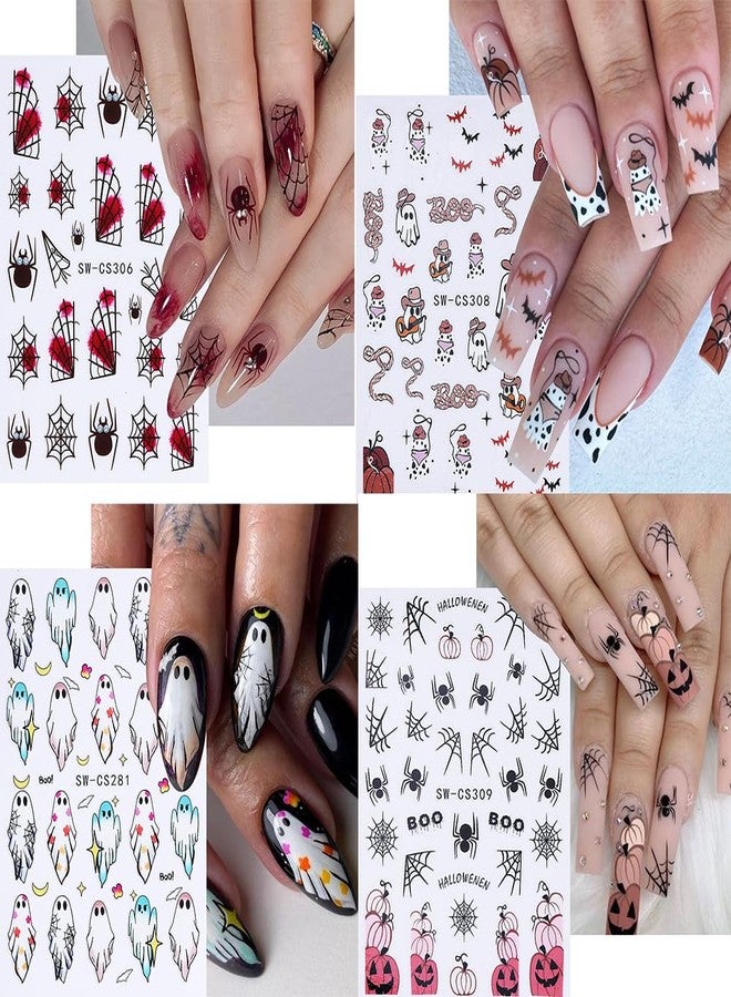 9 Sheets Halloween Nail Stickers for Nail Art, 3D Self-Adhesive Ghost Bat Spiders Web Nail Decals, Butterfly Skull Nail Supplies Design Accessories for Women and Girls Manicure DIY Decoration - Image 5