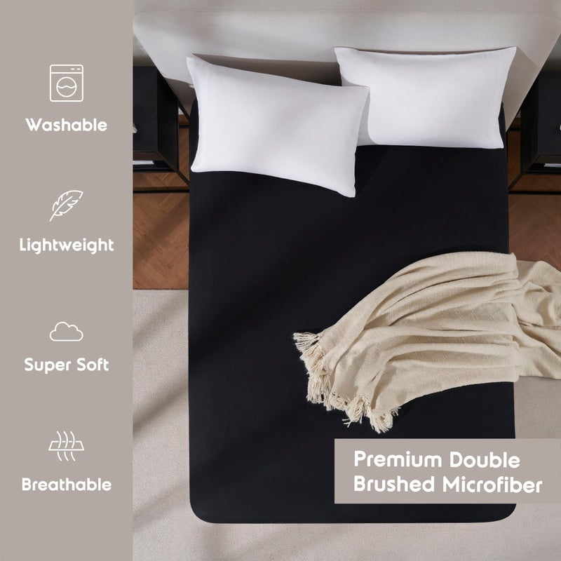 Nestl Black Extra Deep Pocket King Fitted Sheet Only, Hotel Luxury King Size Fitted Sheets Easily Fits 18 to 24 Inch Mattress, Super Soft, Wrinkle-free, and Breathable Bottom Sheets with Corner Straps - Image 3