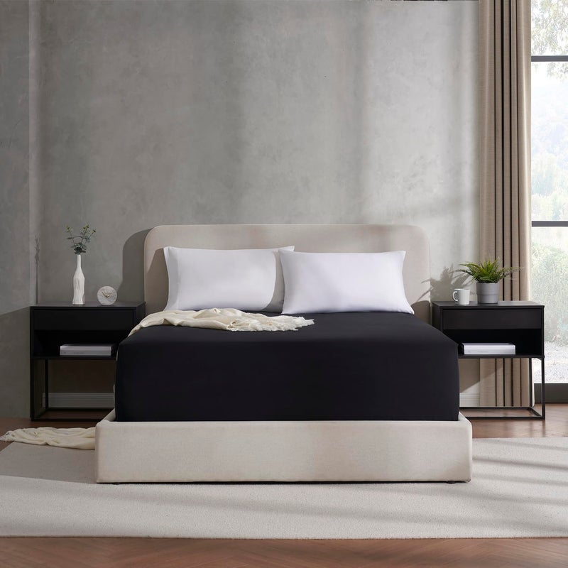 Nestl Black Extra Deep Pocket King Fitted Sheet Only, Hotel Luxury King Size Fitted Sheets Easily Fits 18 to 24 Inch Mattress, Super Soft, Wrinkle-free, and Breathable Bottom Sheets with Corner Straps - Image 2