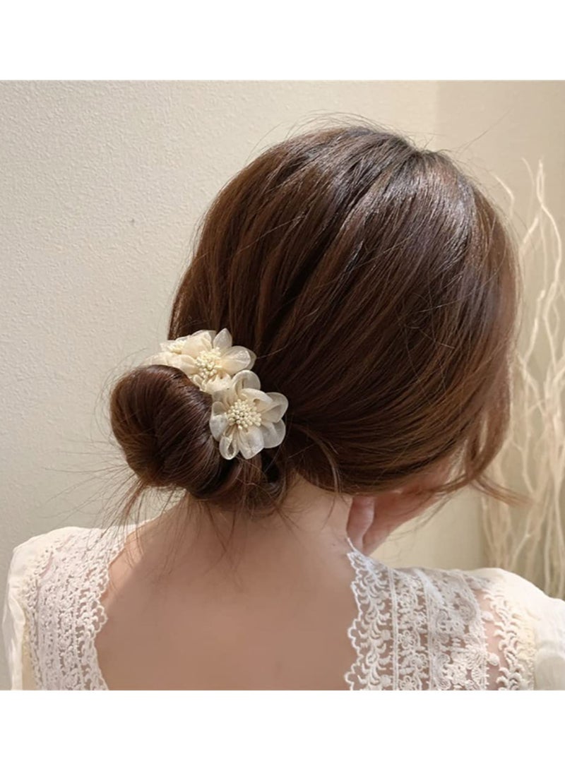 SOLARAE Hair Bun Maker, 4 Pieces Flowers Deft Bun Maker, Magic Donut Hair Bun Maker, French Hairstyle Twist Bun Hair Accessories for Girls Hair - Image 5