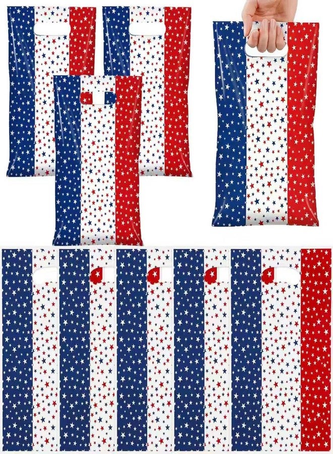 Merriva 50 Pack American Flag Party Favor Bags, Patriotic Red White Blue Stars Candy Goodie Treat Gift Bags with Handle for 4th of July, Independence Day, Memorial Day, BBQ, Picnic, Summer, Birthday Supplies - Image 1