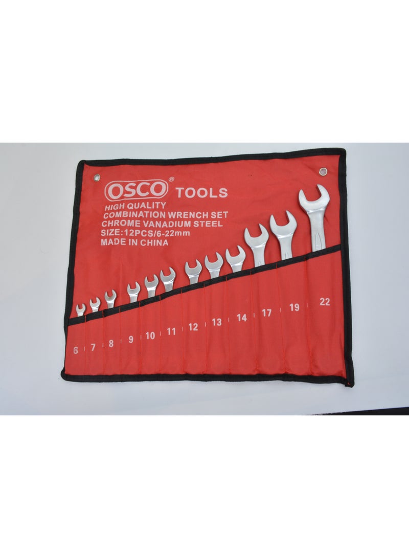 OSCO-TOOLS Osco Combination Wrench Set  – 12 Pieces, sizes from 6mm to 22mm, is a complete toolkit for any workshop or home; crafted from high-quality, rust- and corrosion-resistant materials, it offers durability and strength with a practical design for precise and efficient fastening tasks. - Image 5