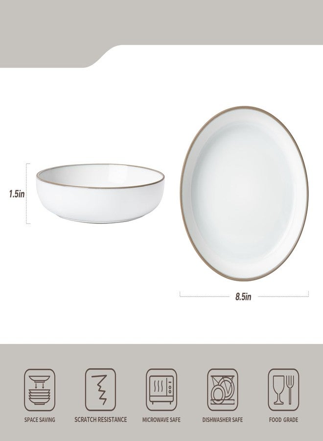 famiware Nature Pasta Bowls Set of 4, 8.5 inch Salad Bowl, Serving Bowls for Kitchen, Bowl Set, Dishwasher and Microwave Safe, Snowy White - Image 4