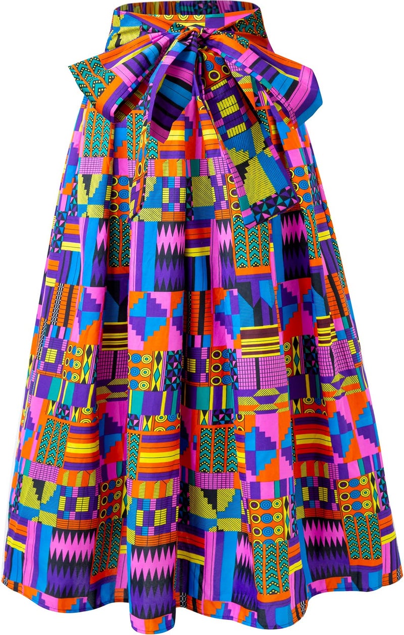 SHENBOLEN Women African Print Skirt Ankara Maxi Skirt Dashiki Skirt(One Size,N) - Image 1