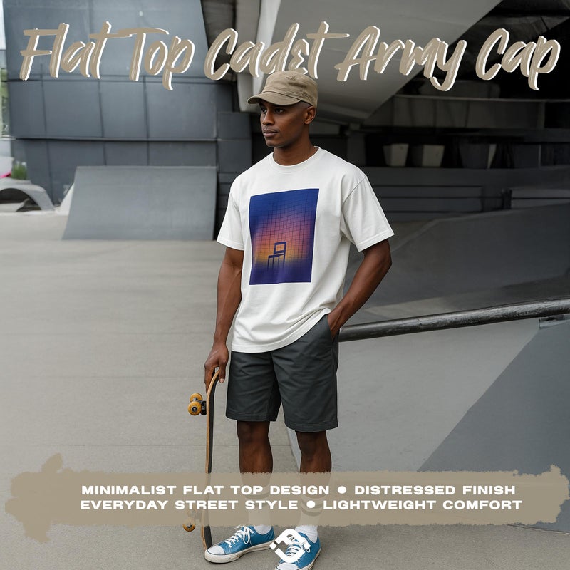 Funky Junque Distressed Military Hat â€“ Newsboy Hats for Women, Short Brim Army Baseball Cap, Womens Cadet Hat Trendy Style - Khaki - Image 2