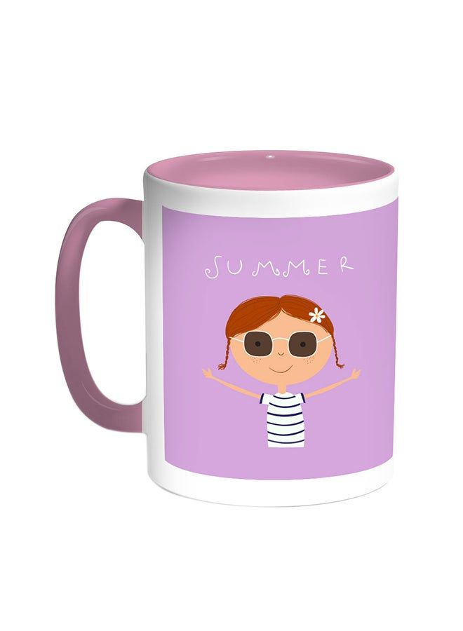 RKN Summer Printed Coffee Mug Pink/White 11ounce - Image 1